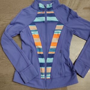 3/$30 IVIVVA by Lululemon Girl Purple Jacket with Striped Accents Size 14